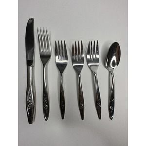 Oneida Craft Deluxe Lasting Rose Stainless Flatware Replacement 6 Pc